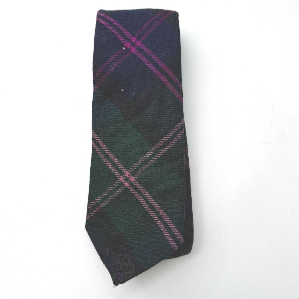 Vintage Kinloch Anderson Plaid‎ Tie Mens OS Wool Tartan Academia Preppy Flaw*